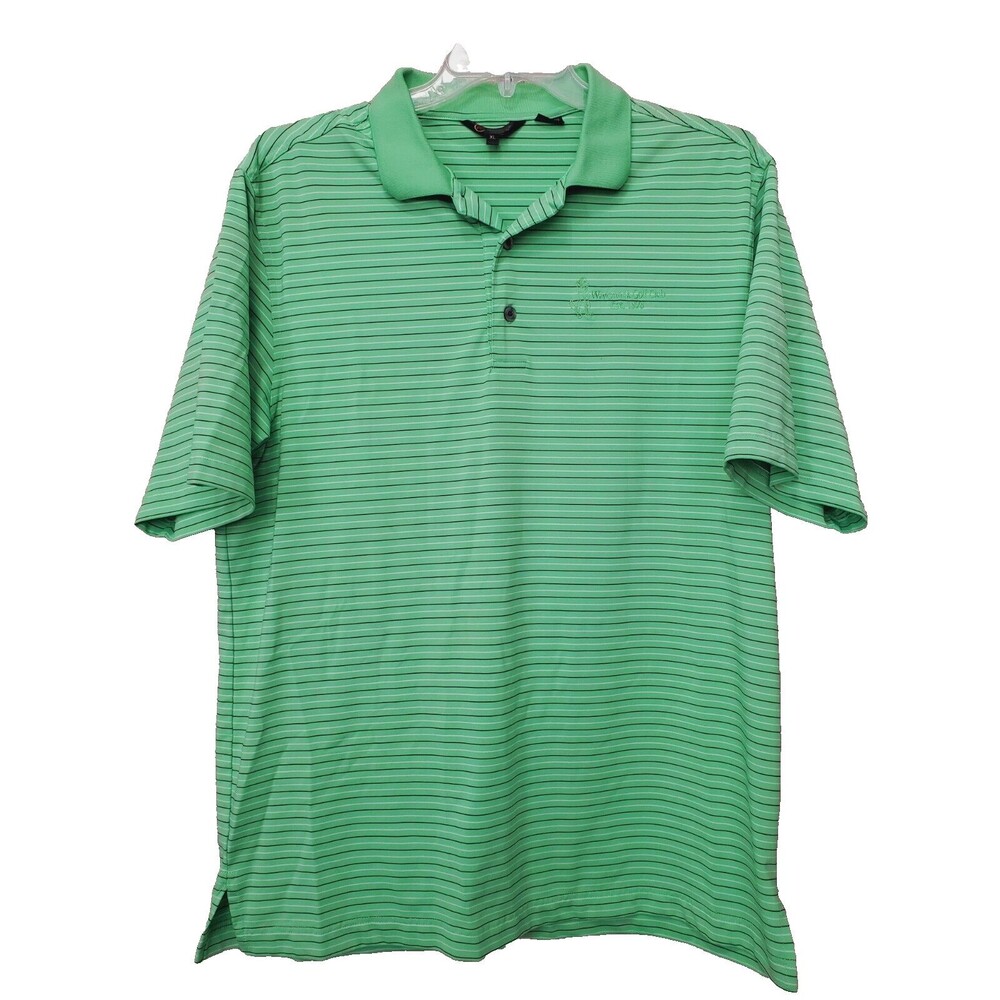 Monterey Club Green Striped Short Sleeve Golf Polo Shirt XL Wawenock Golf Logo